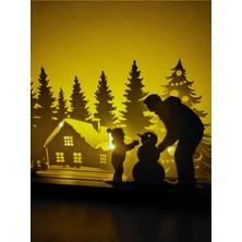 Lunera Accessories Baba Çocuk Noel Ağacı Mumluk | 3D Baskı El Yapımı Yılbaşı Dekoru | Aile Temalı Dekoratif Mumluk
