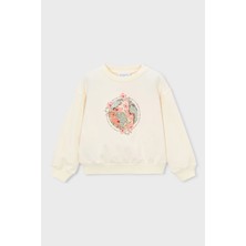 Mayoral Kız Çocuk Doğa Temalı Işıltılı Sweatshirt - Fildişi