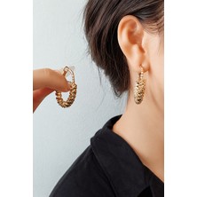 Trend Collection Gold Renk Vintage Halka Kadın Küpe Günlük Şık Takı
