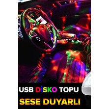 Ciyu Ticaret USB Mini Disko Topu Araç Içi Ambiyans Renkli LED Işık Parti Eğlence USB Mini Disko Topu