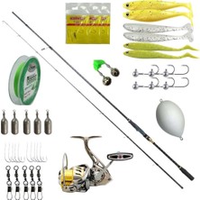 Ryuji Terminator 2.70M 4-35GR Spin Kamış + Ryuji Ares 3000 Makine + Kendo 4x Ip Misina Sarılı + Silikon Yemli Profesyonel Kıyı Balıkçılığı Seti Çanta Hediyeli