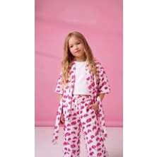 Poala Kids Pembe Kimono Takım Kız Çocuk Alt Üst Takım