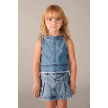 Mayoral Kız Çocuk Denim Crop Bluz - Mavi