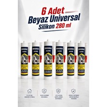 Nzb (6 Adet) Universal Silikon  Genel Amaçlı 280 ml Iç Dış Mekan Su Geçirmez Sızdırmazlık Beyaz
