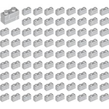 LEGO Yedek Parçalar: Modifiyeli Duvar Parçası: 100 Adet 1x2 Açık Gri 98283 - Parts: Brick, Modified: 100 Piece 1x2 Light Bluish Gray