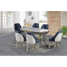BafArt Leksus Gold Modern Masa Takımı 6 Sandalye Metal Malzeme ile Şık Tasarım