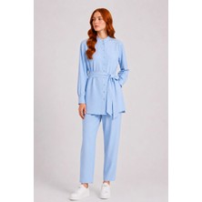 Ftz Women Kadın Omuz Taşli Tencel Takım  Mavi 31414
