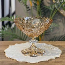Elta Collection Patentli Tasarım Lüks Kristal Gold Ayaklı Sunumluk Kase - Tabak Meyvelik Şekerlik Dekoratif Obje