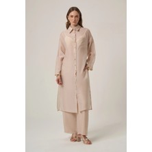 Ftz Women Kadın Helena Uzun Gömlek Takım  Beige 31415