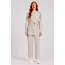 Ftz Women Kadın Omuz Taşli Tencel Takım  Beige 31414