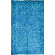 Kilim Co. Madalyon Desenli Mavi Renk Vintage Isparta Halısı 110X190 cm (2.09 M²)