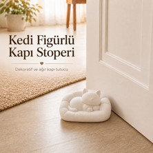 Justone Kedi Figürlü Taş Tozu Kapı Stoperi Ağır Dekoratif Kapı Tutucu Kaydırmaz Tabanlı