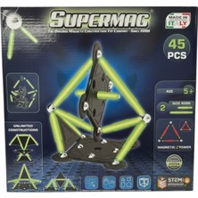 Super Mag Supermag 45 Parça Fosforlu Manyuetik Yapı Oyuncağı- Mıknatıslı Stem Seti