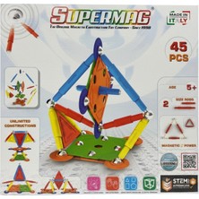 Super Mag Supermag 45 Parça Multıcolor Manyetik Yapı Oyuncağı- Stem  Mıknatıslı Oyun Seti
