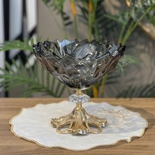 Elta Collection Patentli Tasarım Lüks Kristal Gold Ayaklı Sunumluk Kase - Tabak Meyvelik Şekerlik Dekoratif Obje