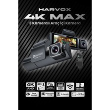 Harvox Araç Içi Kamera 4K Hd Görüntü Wifi Gps Adas Özellikli Yapay Zekalı 24 Saat Çalışma Gece Görüşlü G-Sensör Araç Kamerası