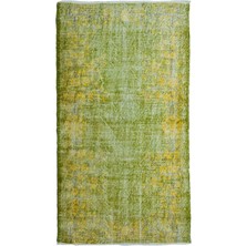 Kilim Co. Yeşil ve Sarı Renk Çiçek Desenli Vintage Isparta Halısı 120X215 cm (2.58 M²)