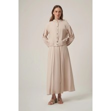 Ftz Women Kadın Tensel Keten Krok Detay Takım  Beige 31418