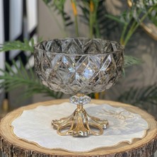 Elta Collection Patentli Tasarım Lüks Kristal Gold Ayaklı Sunumluk Kase - Tabak Meyvelik Şekerlik Dekoratif Obje