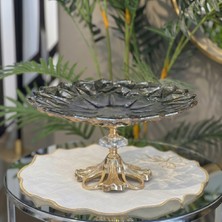 Elta Collection Patentli Tasarım Lüks Kristal Gold Ayaklı Sunumluk Kase - Tabak Meyvelik Şekerlik Dekoratif Obje