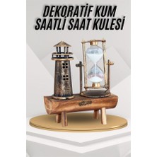 Techugo Deniz Feneri Kum Saati Ahşap Görünümlü Vintage Tarz Biblo