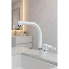 Kustar Tyal Beyaz Kısa Aç Kapa Mix Banyo Lavabo Bataryası