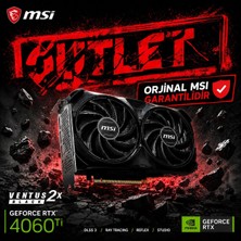 MSI Msı Geforce Rtx 4060 Tı 8g Ventus 2x Black E1 Oc RTX4060TI 8gb Gddr6 128B DX12 Pcıe 4.0 X16 Ekran Kartı