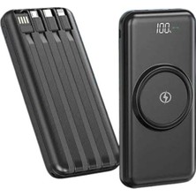 Techugo Kablosuz Çoklu Şarj Girişli 10.000 Mah Kablolu Powerbank Taşınabilir