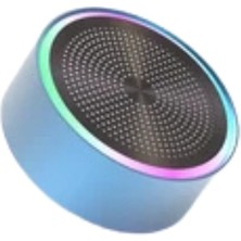 Layfhex Mini Bluetooth Hoparlör Metal LED Işıklı Kablosuz Görüşme Aux USB Ses Bombası Mavi