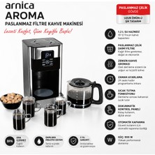 Arnica Paslanmaz Çelik Filtre Kahve Makinesi - Yıkanabilir Pratik Filtre, Cam Demlik, Damlatma Önleyici Sistem ve Uzun Süreli Sıcak Tutma Özelliğiyle Kusursuz Filtre Kahve Deneyimi