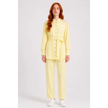 Ftz Women Kadın Omuz Taşli Tencel Takım  Sarı 31414