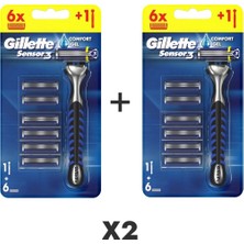 Gillette Sensor3 Tıraş Makinesi + 6 Yedek Tıraş Bıçağı 2 Adet
