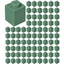 LEGO Yedek Parçalar: Duvar Parçası: 100 Adet 1x1 Kum Yeşili 3005 - Parts: Brick: 100 Piece 1x1 Sand Green 3005