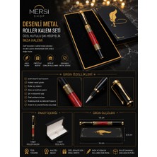 Mersi Shop Desenli Metal Roller Kalem Seti | Özel Kutulu Şık Hediyelik Imza Kalemi