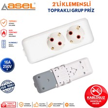 Asel 2'li Topraklı Grup Priz Çoklu Priz