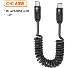 Toocki 60W Type-C To Type-C Hızlı Şarj ve Veri Kablosu - 1.5m Spiralli Dayanıklı Örgü Tasarım