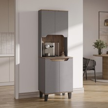 Roomart Defne Kahve Köşesi, Çok Amaçlı Dolap, 4 Kapaklı Kiler Dolabı, Mutfak Dolabı 60 cm