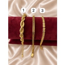 cm Jewelry 14K Ayar Renginde Gold Model Günlük Kullanıma Uygun Bileklik Çelik