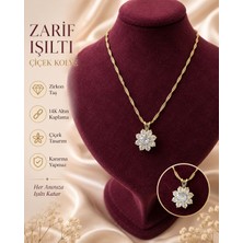 cm Jewelry Zarif Işıltı Çiçek Kolye Zirkon Taş Kaplama