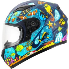 Sway Sw 815K Ocean Black Blue Full Face Çocuk Kaskı
