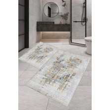 Rovigo Home Dijital Baskı  Modern Banyo Halısı Ikili Banyo Paspası RVG5-0706 100X60+60X50 cm