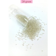 MiraLive Dökme Cam Kum Boncuk (11/0) 2 mm - 20 Gram -  Şeffaf Beyaz - BNC018