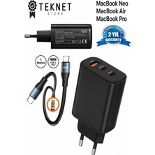 TekNetStore Macbook Air/pro/neo Uyumlu Sarj Aleti Akım Korumalı 65W Hızlı Şarj Cihazı Adaptör Seti