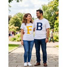 Trendseninle Kadın Erkek F+B Baskılı Kombin Tişört