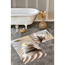Rovigo Home Dijital Baskı  Modern Banyo Halısı Ikili Banyo Paspası RVG5313 100X60+60X50 cm