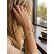 Zarene Silver Xuping Kemer Desenli 14K Gold Bileklik