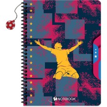 Keskin Color Keskin 16,5 x 22,5 Çizgili Karton Kapak Charmlı Futbol Defter - Karışık Renkler