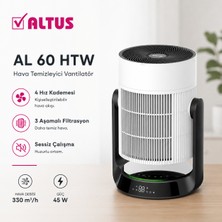 Altus Al 60 Htw Hava Temizleme Özellikli Vantilatör, Çok Katmanlı Filtreleme, 4 Kademe Hız, Modern Tasarım, Beyaz