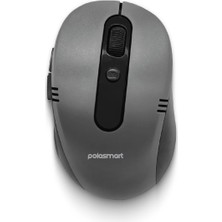 Polosmart PSWM21 Ergonomik Pilli Kablosuz Optik 6 Tuşlu 1600 Dpı Mouse Gri