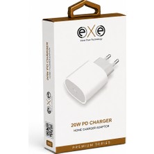 Exe Technology Exe 20W Pd Hızlı Şarj Adaptörü Usb-C Ev Tipi Şarj Aleti Beyaz